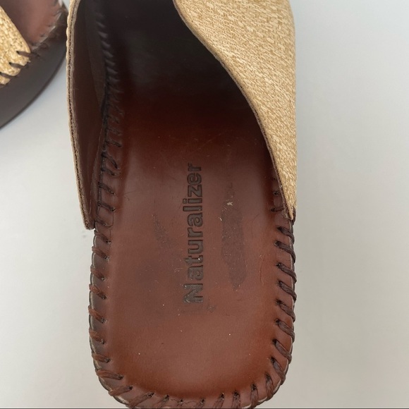 Naturalizer Comfort Tan / Cream Slide on Open Toe Wedge Sandal Size 8.5 - Picture 10 of 14